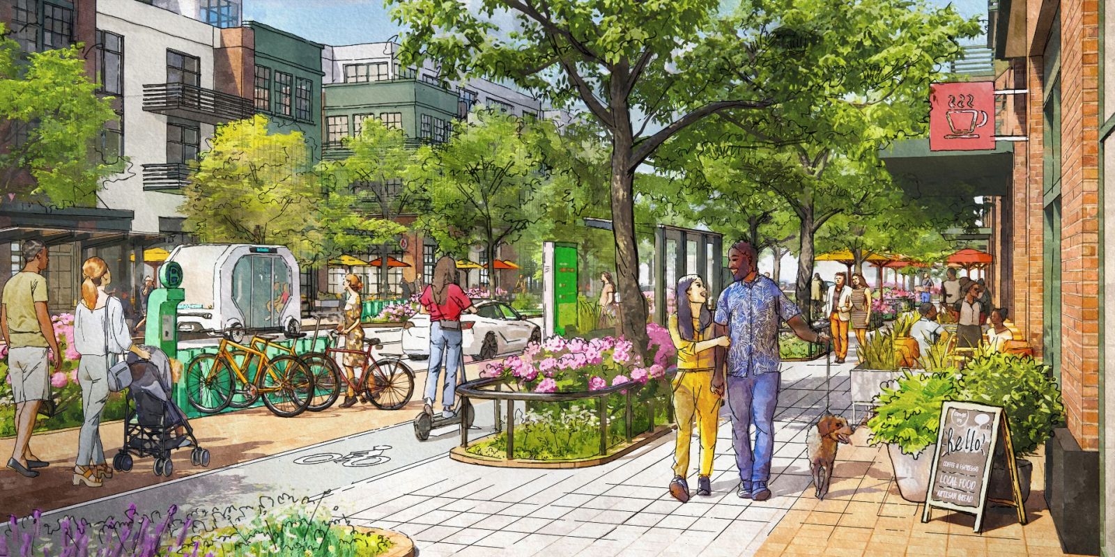 The vision for the Laurens Road section of Verdae calls for an environment friendlier to pedestrians and cyclists. (Image/Provided)