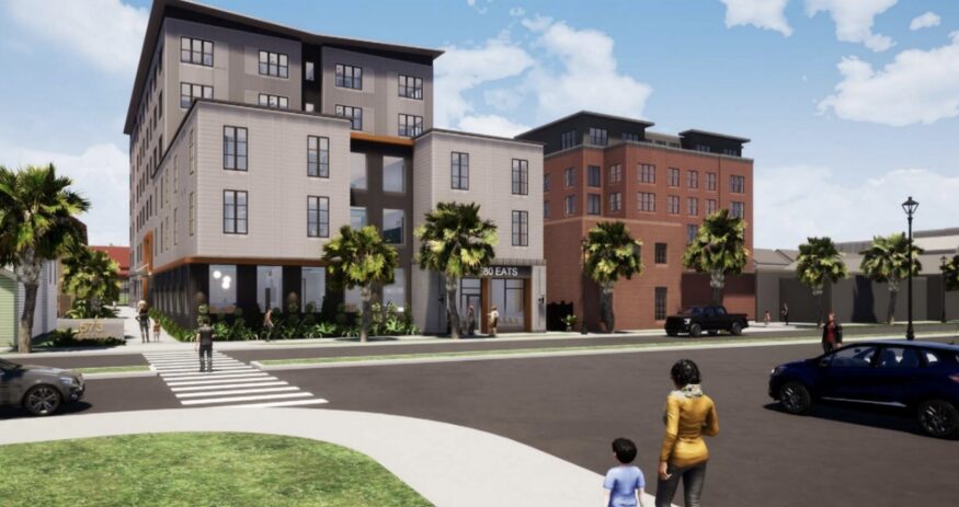 A vacant lot in downtown Charleston is being reimagined as a six-story, 65,000-square-foot mixed-use development. (Rendering/LS3P)