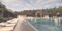The sports pavilion will boast two tennis and four pickleball courts, a resort-style pool, green spaces, a playground and dog park. (Rendering/Summerour Architects)