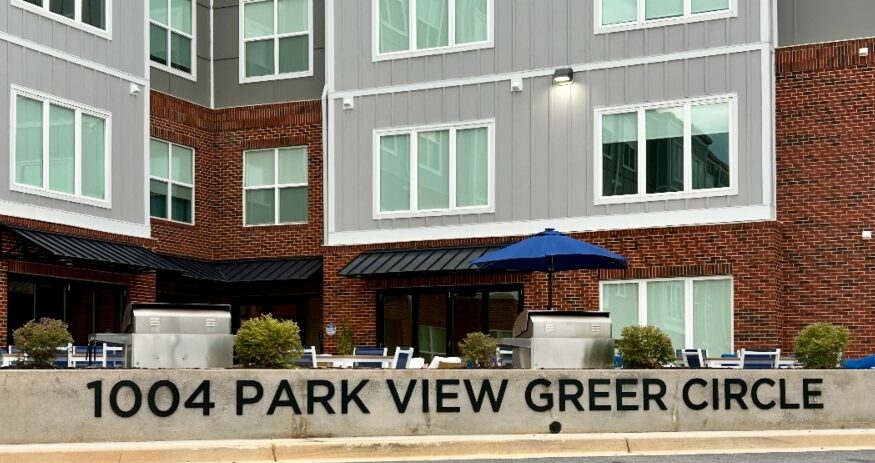 Park View Greer, a 257-unit mixed-use community in downtown Greer, offers modern apartments, retail space and premium amenities near Greer City Park. (Photo/Complete PR)|Located on 5.29 acres in the middle of Greer Station, Park View Greer consists of two L-shaped, four story buildings and a central parking lot, with retail space. (Photo/NHE)