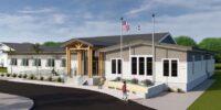 The town of Edisto Beach Town Hall project is a new 9,800-square-foot facility featuring a lobby with vestibule, town chambers with a custom dais desk and seating. (Rendering/Caplea Coe Architects)
