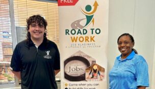 Ryan Munn (program instructor, Literacy SC) and Shanice Bligen (vice president of programs, Transitions Homeless Center). (Photo/Literacy SC)