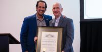 State Sen. Josh Kimbrell presents the Order of the Palmetto to Dave Edwards on behalf of Gov. Henry McMaster. (Photo/Greenville-Spartanburg Airport District)