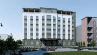 The Grand Willow will rise even floors above Freed Street in the BullStreet District. (Rendering/Stephen Berry)