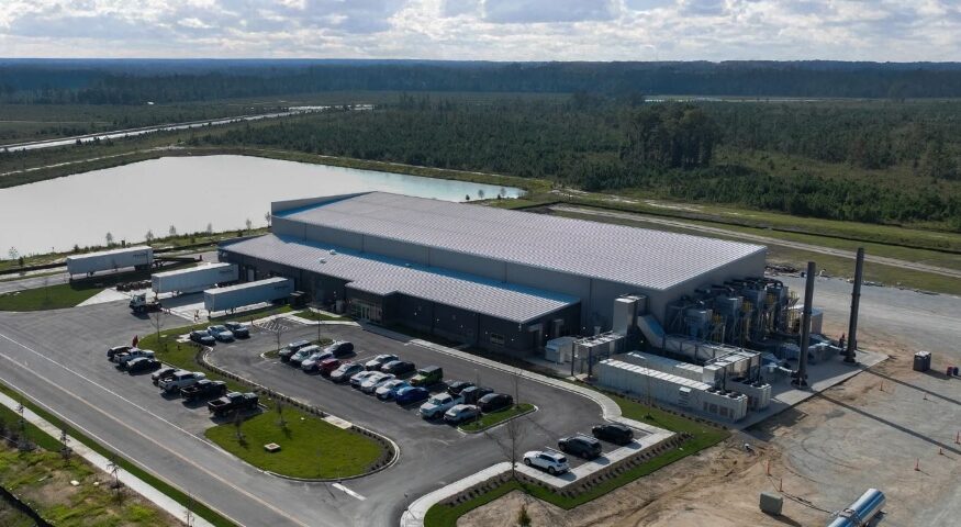 Redwood Materials has opened its $3.5B lithium-ion battery recycling facility in South Carolina, with plans to create 1,500 jobs at Camp Hall Commerce Park. (Rendering/Redwood Materials)