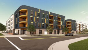 The Alliance, a $38 million mixed-use development planned for Laurens Road, will bring 100 affordable housing units and ground-floor commercial space to Greenville’s Nicholtown community. (Rendering/McMillan Pazdan Smith)