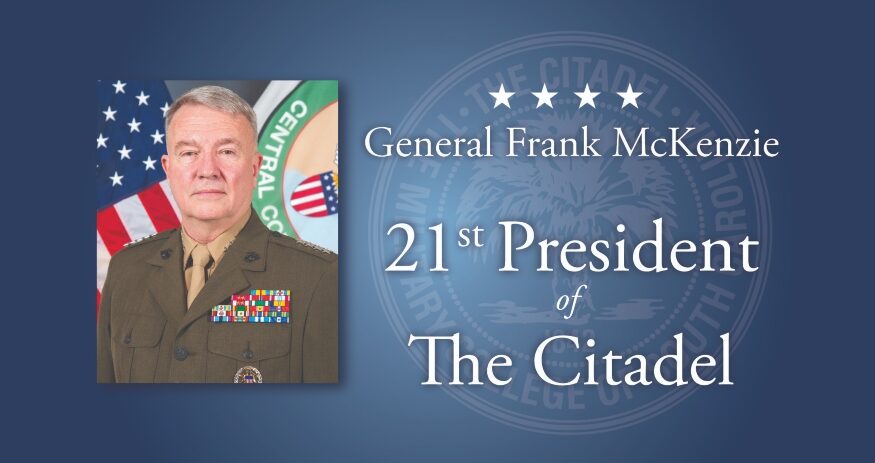 Gen. Frank McKenzie, a Citadel graduate and retired military leader, has been named the college’s 21st president and will begin his role July 1. (Photo/The Citadel)