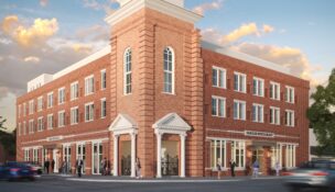 The Haigler Hotel under construction in Camden will bring boutique lodging dining and event space to the historic city. (Rendering/Wentz Chesson)