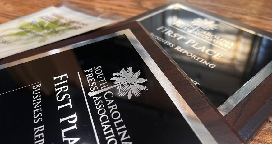 SCBIZ earned multiple honors at the South Carolina Press Association’s annual awards banquet, including sweeping the business reporting category and a website award for SCBIZ.com. (Photo/Ross Norton)