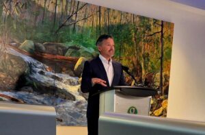 Steve Navarro, president and CEO of the Furman Co. was there to unveil new details about the Falls Park Conference District, a six-acre mixed-use project in downtown Greenville that will include a conference center. (Photo/Stephanie Kalina-Metzger)