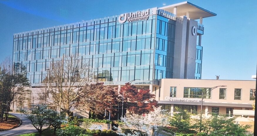 An MPS rendering of United Community was on display at the announcement. The bank has committed to moving into the proposed new development. (Photo/Stephanie Kalina-Metzger)