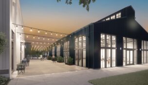 Blackwells Corner, a new mixed-use development in Hanahan, will feature more than 40,000 square feet of retail, dining and office space anchored by a central lawn. (Rendering/Bello Garris Architects)