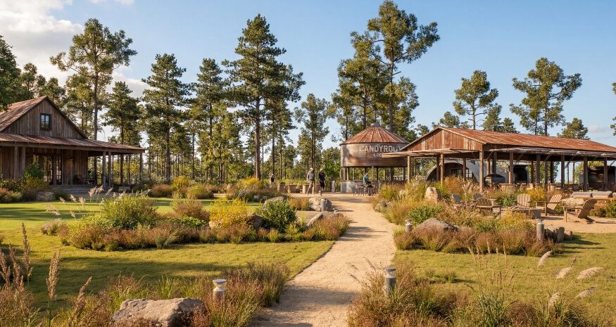 Candyroot Lodge in Jefferson will feature a Sandhills-inspired golf course designed to blend with the natural terrain and expand South Carolina’s golf tourism appeal. (Rendering/Hart Howerton)