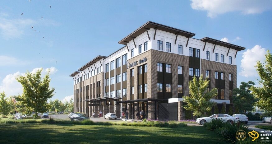 Officials break ground on the $87 million MUSC Health Nexton Medical Pavilion, expanding access to care in Berkeley County. (Rendering/McMillan Pazdan Smith)