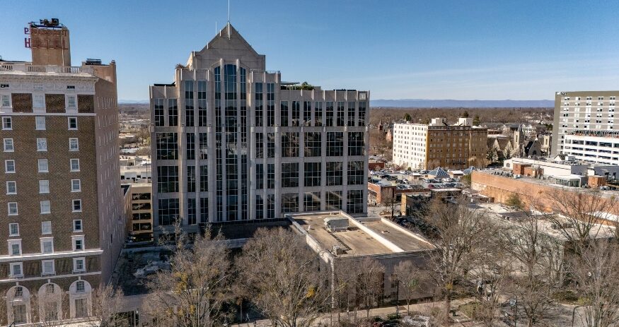 Poinsett Plaza on Main Street in downtown Greenville will house VisitGreenvilleSC’s expanded office space. (Photo/Colliers)