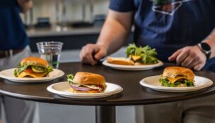 The Hub City Spartanburgers pay special attention to providing fans with a dish that’s near and dear to the team’s name. Fans can make burgers the way they like them at a burger bar. (Photo/Hub City Spartanburgers)