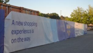 The staging area outside of the Walmart on Eighteen Mile Road in Central remains in place shortly after the store was remodeled. (Photo/Ross Norton)