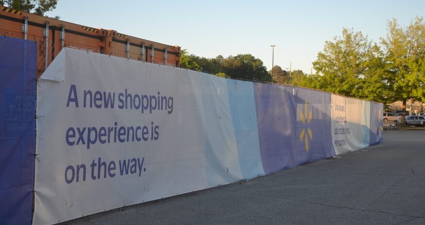 The staging area outside of the Walmart on Eighteen Mile Road in Central remains in place shortly after the store was remodeled. (Photo/Ross Norton)
