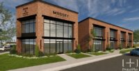 NOMA Crossings at Cottontown & Massey Engineering HQ includes renovation and conversion of an existing auto shop and construction of a mixed-use retail and office building. (Rendering/Project Plus Architecture)