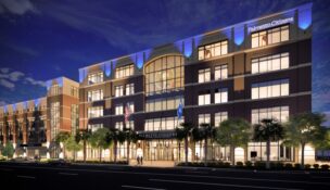 A rendering shows the new five-story Palmetto Citizens Federal Credit Union corporate headquarters planned for downtown Columbia, with completion expected in January 2027. (Rendering/Quackenbush Architects + Planners)