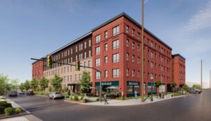 Subtext and PGIM plan to develop a seven-story, 221-unit mixed-use apartment community in Columbia's Vista district near the University of South Carolina. (Rendering/ESG Architecture & Design)