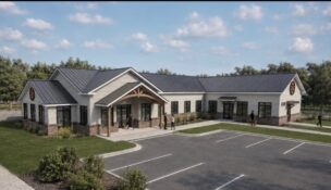 A rendering of Clemson Paw Partners’ planned $5 million veterinary facility in Central, which will expand affordable pet care services across the Upstate. (Rendering/Clemson Paw Partners)