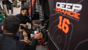 Graduate students at Clemson University work on last year’s concept prototype — Deep Orange 16. This year they are working alongside BMW engineers to develop the Deep Orange 17 energy-positive electric vehicle concept, scheduled to debut this August. (Photo/Clemson University)