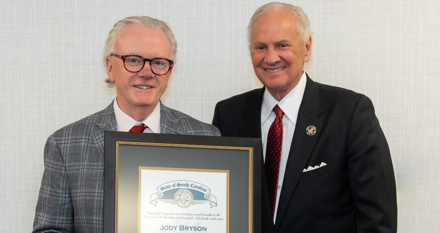 Gov. Henry McMaster presented the Order of the Palmetto, South Carolina's highest civilian honor, to SCTAC President and CEO Jody Bryson in recognition of his contributions to the state's economic development. (Photo/Amy Randall Photography)