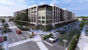 Woodfield Development has begun construction on a 285-unit apartment community at Ashley Landing in West Ashley, part of a broader mixed-use redevelopment. (Rendering/Woodfield Development)