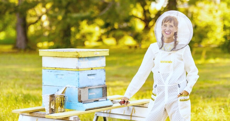 Jenna York, founder of Charleston-based Jeometry Beewear, designed the lightweight Sunny Suit to give female beekeepers a better-fitting, more comfortable alternative to traditional protective gear. (Photo/Mary Catella, Mary Kathleen Photography)