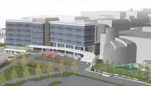 A $325 million heart and vascular hospital planned by Spartanburg Regional will add 104 beds and expanded cardiovascular services to the Spartanburg Medical Center campus. (Rendering/Spartanburg Regional Healthcare System)