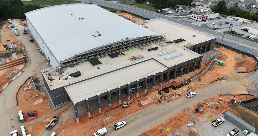 Construction continues on the Prisma Health Performance Center at 1529 S. Highway 14 in Greer. The facility is expected to open in early 2027. (Photo/City of Greer)