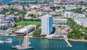JLL is marketing the 3.31-acre Dockside site on the Charleston Peninsula, which includes nearly 300 feet of Cooper River frontage and a private concrete pier. (Photo/JLL)